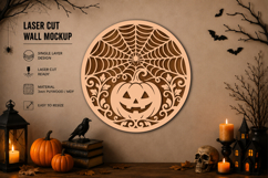 Halloween Pumpkin Spider Web Laser Cut SVG Product Image 1