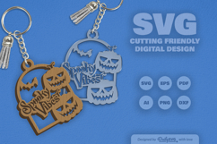 Halloween Pumpkin Spooky Vibes Keychain SVG Product Image 2