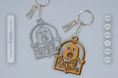 Halloween Pumpkin Spooky Vibes Keychain SVG Product Image 1