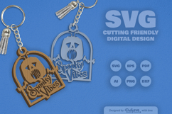 Halloween Pumpkin Spooky Vibes Keychain SVG Product Image 11