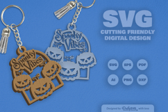 Halloween Pumpkin Spooky Vibes Keychain SVG Product Image 9
