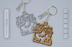 Halloween Pumpkin Spooky Vibes Keychain SVG Product Image 1