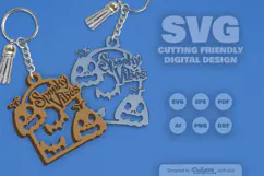 Halloween Pumpkin Spooky Vibes Keychain SVG Product Image 2