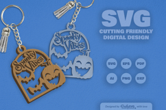Halloween Pumpkin Spooky Vibes Keychain SVG Product Image 6