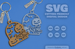 Halloween Pumpkin Spooky Vibes Keychain SVG Product Image 4