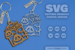 Halloween Pumpkin Spooky Vibes Keychain SVG Product Image 2