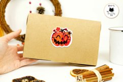 Halloween Pumpkin sticker on a brown craft box