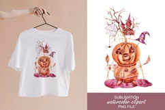 Watercolor Halloween cute pumpkin sublimation / clipart Product Image 1