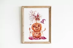 Watercolor Halloween cute pumpkin sublimation / clipart Product Image 2