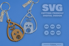 Halloween Pumpkin Tear Drop Keychain SVG Product Image 1