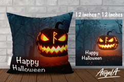 Happy Halloween Pillow cover sublimation, pumpkin, cemetery Product Image 1