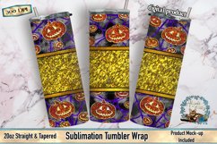 This is a sublimation tumbler wrap design that features peekaboo pumpkins