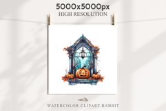 Halloween Pumpkin Window Spooky Clipart PNG Scrapbooking Art Tale Image Watercolor Transparent Print illustration sublimation creepy printable digital watercolor halloween Pumpkin window, Magic clipart, sublimation nursery, Creepy Witch, storefront