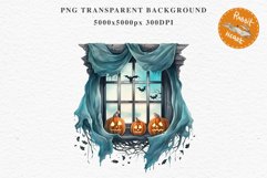 Halloween Pumpkin Window Spooky Clipart PNG Scrapbooking Art Tale Image Watercolor Transparent Print illustration sublimation creepy printable digital watercolor halloween Pumpkin window, Magic clipart, sublimation nursery, Creepy Witch, storefront
