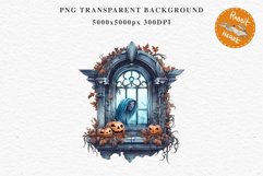 Halloween Pumpkin Window Spooky Clipart PNG Scrapbooking Art Tale Image Watercolor Transparent Print illustration sublimation creepy printable digital watercolor halloween Pumpkin window, Magic clipart, sublimation nursery, Creepy Witch, storefront
