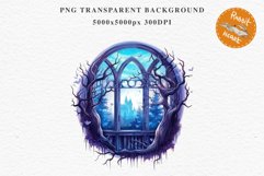 Halloween Pumpkin Window Spooky Clipart PNG Scrapbooking Art Tale Image Watercolor Transparent Print illustration sublimation creepy printable digital watercolor halloween Pumpkin window, Magic clipart, sublimation nursery, Creepy Witch, storefront