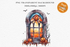 Halloween Pumpkin Window Spooky Clipart PNG Scrapbooking Art Tale Image Watercolor Transparent Print illustration sublimation creepy printable digital watercolor halloween Pumpkin window, Magic clipart, sublimation nursery, Creepy Witch, storefront