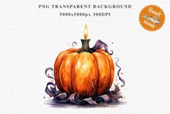 Halloween Pumpkin With Ribbon Spooky Clipart PNG Scrapbooking Fairy Tale Image Watercolor Transparent Print illustration sublimation creepy printable digital watercolor scary halloween Pumpkin Ribbon, Scary Spooky clipart, sublimation nursery, fall autumn