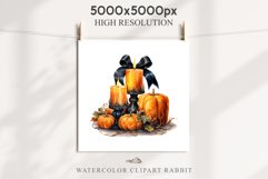 Halloween Pumpkin With Ribbon Spooky Clipart PNG Scrapbooking Fairy Tale Image Watercolor Transparent Print illustration sublimation creepy printable digital watercolor scary halloween Pumpkin Ribbon, Scary Spooky clipart, sublimation nursery, fall autumn