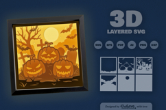 Halloween Pumpkins Layered Papercut SVG Product Image 3