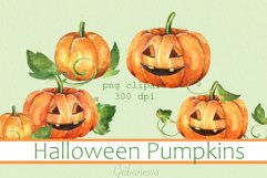 Watercolor pumpkins | Halloween clipart PNG Product Image 1