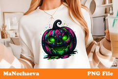 Halloween Pumpkin Sublimation | Neon Drip Jack O Lantern Product Image 1