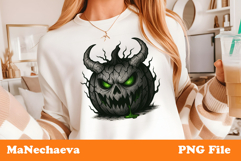Halloween Pumpkin Sublimation | Horned Jack O Lantern PNG Product Image 1