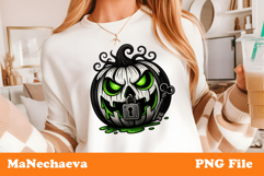 Halloween Pumpkin Sublimation | Locked Jack O Lantern PNG Product Image 1