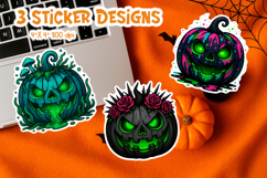 Halloween Pumpkin Sticker Printable | Scary Jack O Lantern Product Image 1
