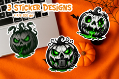 Halloween Pumpkin Sticker Printable | Scary Jack O Lantern Product Image 1