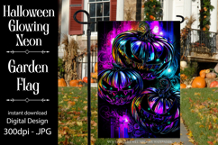 Halloween Garden Flag, Halloween Glowing Neon Garden Flag d3 Product Image 1