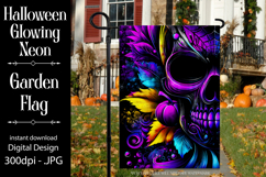 Halloween Garden Flag, Halloween Glowing Neon Garden Flag d9 Product Image 1