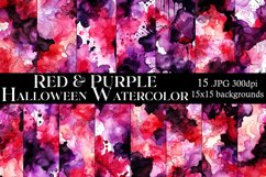 Halloween Backgrounds, 15x15 Purple Red Watercolor Papers Product Image 1