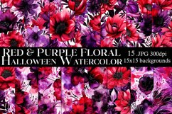Halloween Backgrounds, 15x15 Purple Red Watercolor Floral Product Image 1