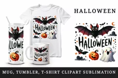 Halloween quote vampire bat and friendly ghosts floating print 20 oz tumbler skinny mug wrap clipart t-shirt sublimation printable design