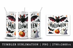 Halloween quote vampire bat and friendly ghosts floating print 20 oz tumbler skinny mug wrap clipart t-shirt sublimation printable design