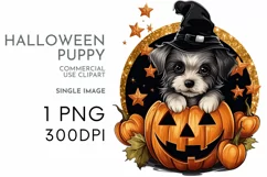 Halloween Puppy | Watercolour Clipart PNG Product Image 1