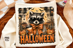 Halloween Raccoon PNG, Spooky Coffee Sublimation Design Product Image 1