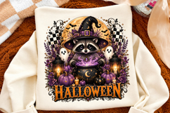 Halloween Raccoon PNG, Witch Raccoon Pumpkin Ghost Shirt Gra Product Image 2
