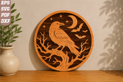 Halloween Raven on Tree Laser Cut SVG Product Image 1