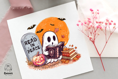 Halloween Book Lover PNG Spooky Reading Ghost Sublimation Product Image 4