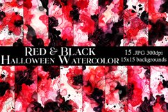 Halloween Backgrounds, 15x15 Red Black Watercolor Papers Product Image 1