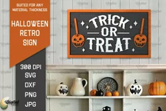 Trick or treat SVG. 3D Halloween Retro Sign Laser Cut Product Image 1