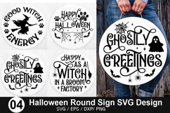 Halloween Round Sign SVG Design - Ghostly greetings Product Image 1