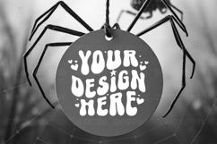 Halloween Round Sign Mockup Clean Neutral Background Product Image 1