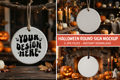 Halloween Round Sign Mockup JPG, Round Sign Mockup Product Image 1