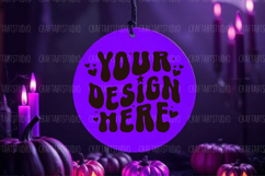 Halloween Round Sign, Sign Mockup, White Round Sign JPG Product Image 1