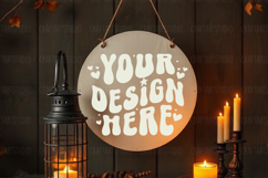 Halloween Wood Round Sign, Mockup, Halloween Door Sign Product Image 1