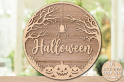 Halloween Round Sign SVG Laser Cut Product Image 1