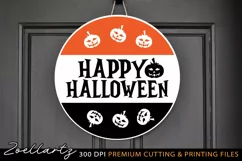 Happy Halloween Round Sign SVG PNG EPS DXF Spooky Door Sign Product Image 2